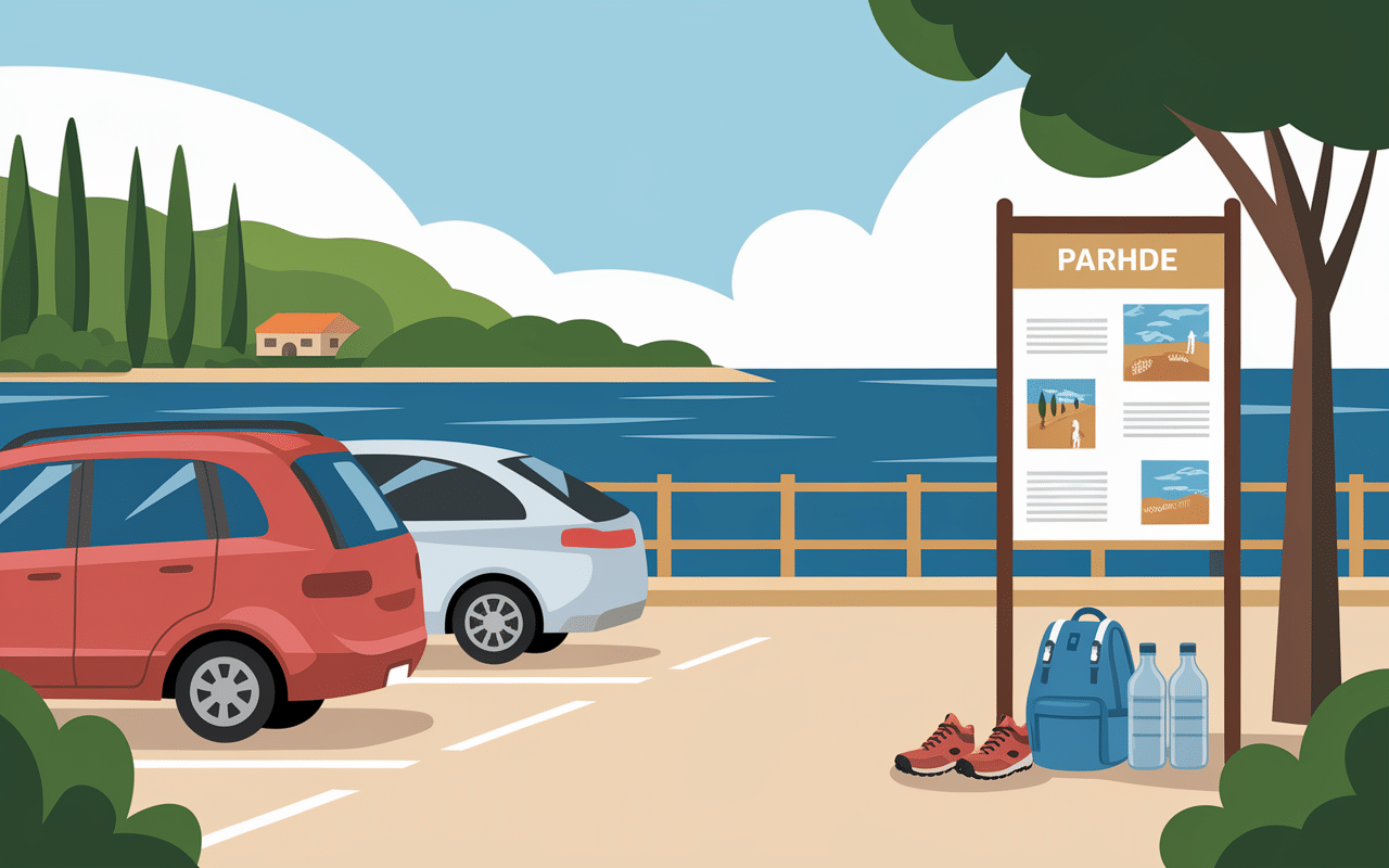 Départ pour randonnée vers le Cap Taillat