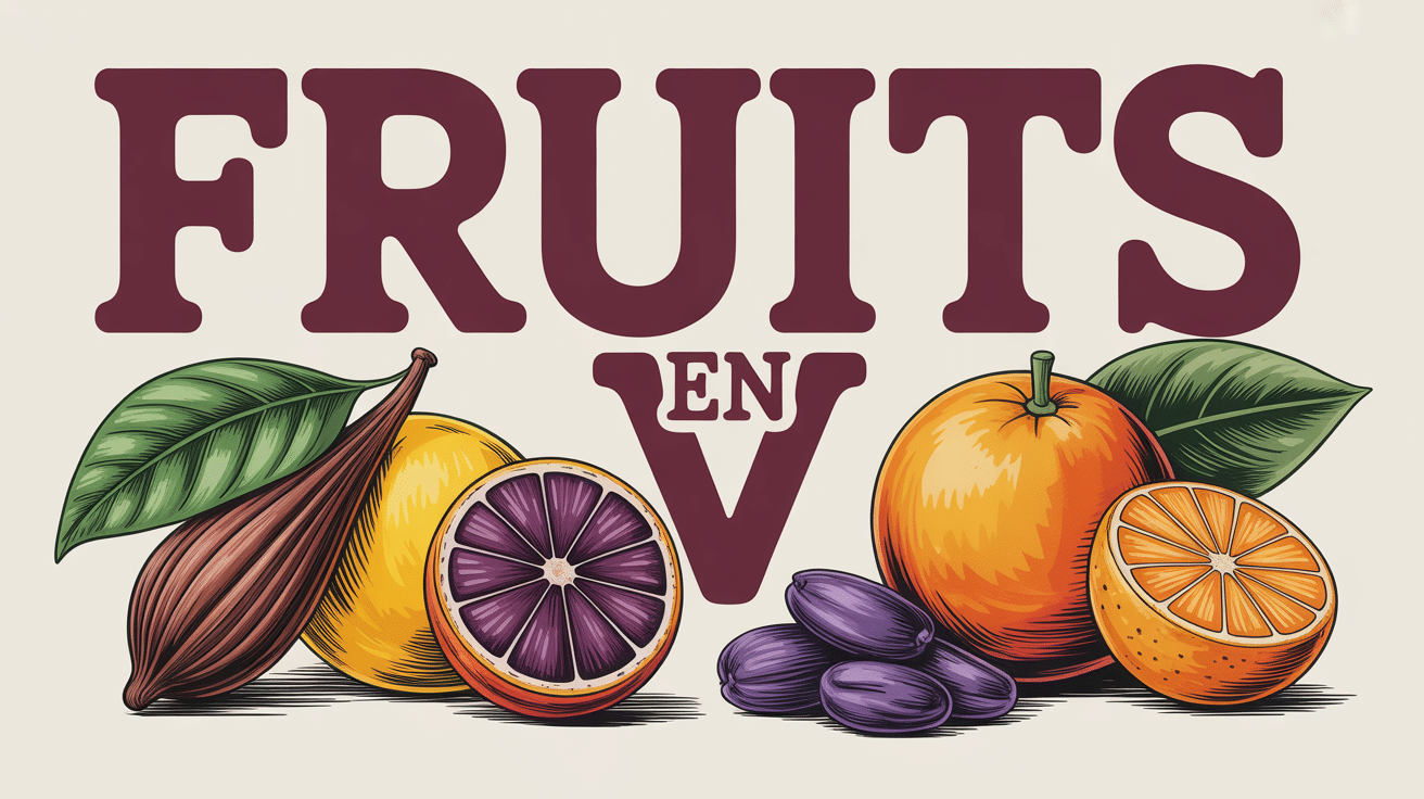 Illustration de fruits rares en V avec vanille et raisins