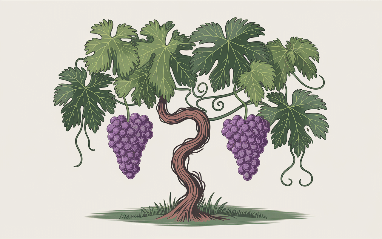 Vigne avec grappes de raisins