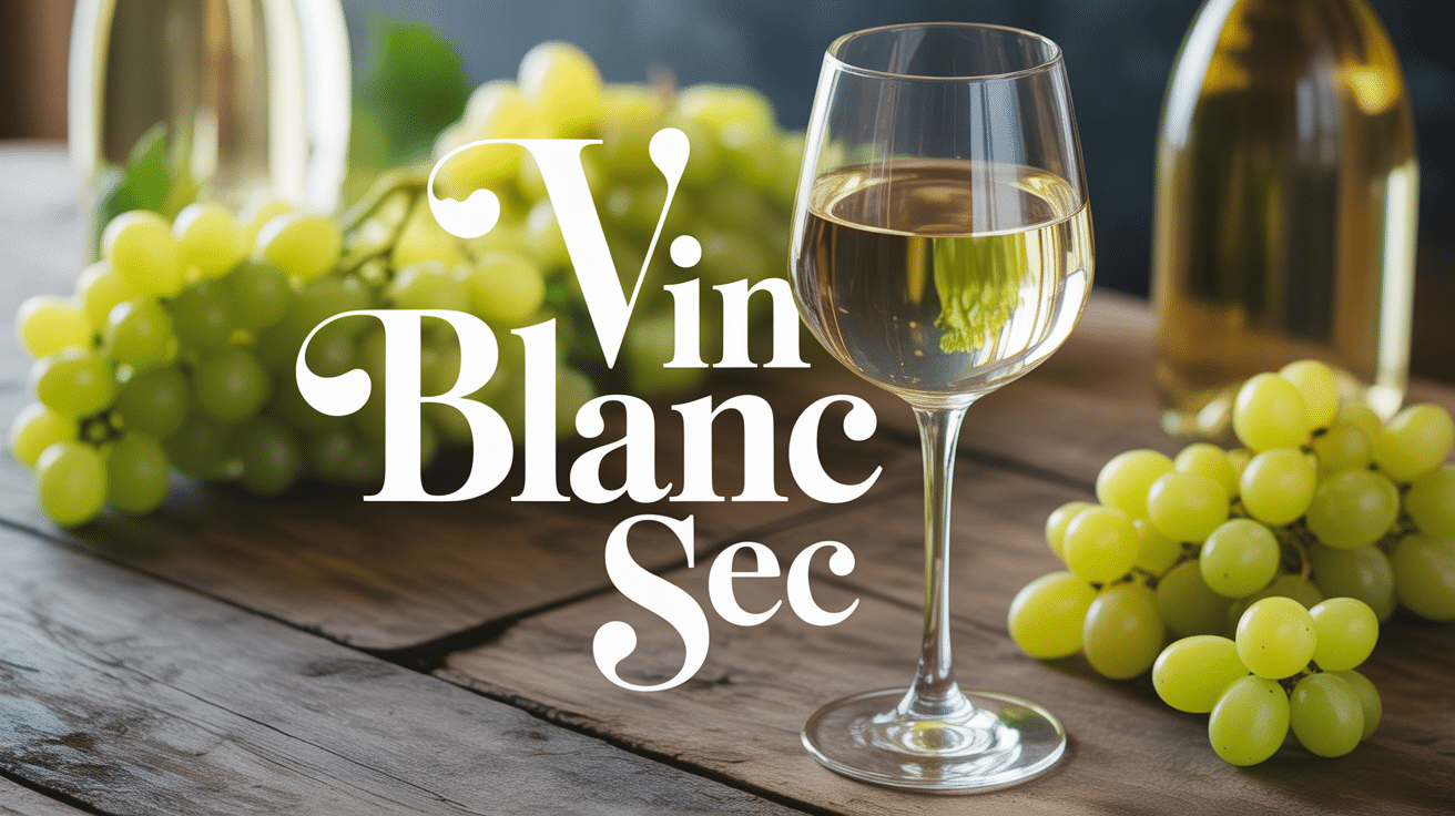Verre de vin blanc sec avec raisins verts sur table en bois