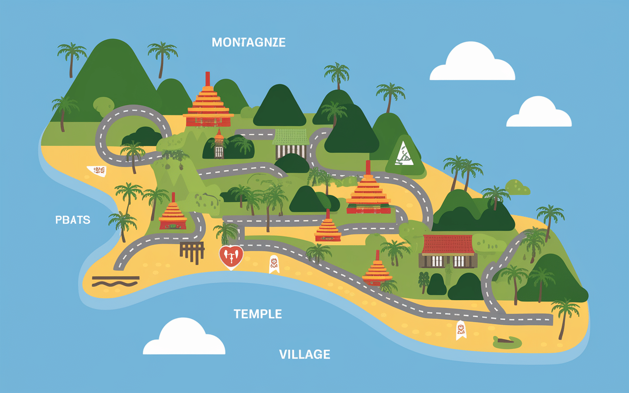 bali itineraire carte attractions principales