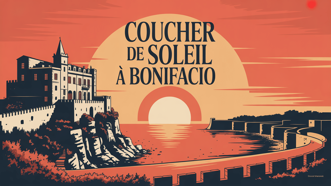 Vue panoramique coucher de soleil Bonifacio citadelle