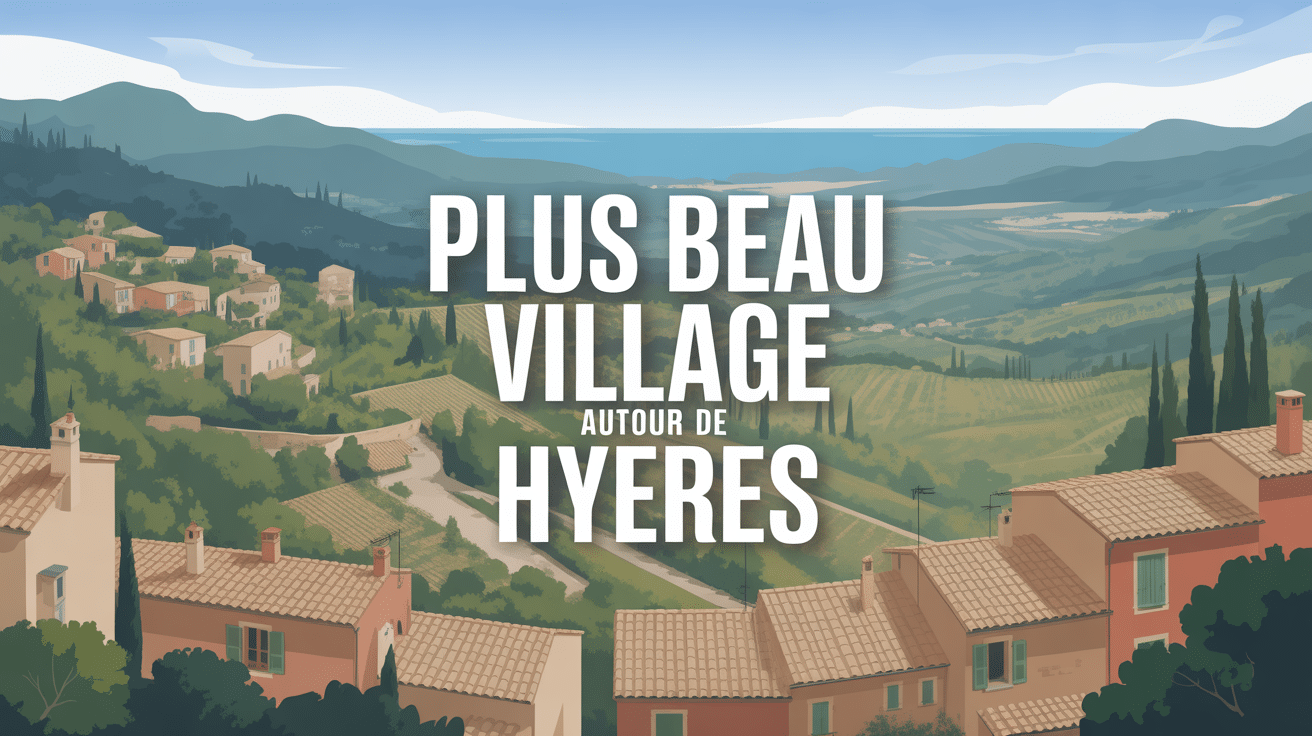 Vue du plus beau village autour de Hyères avec mer et montagnes
