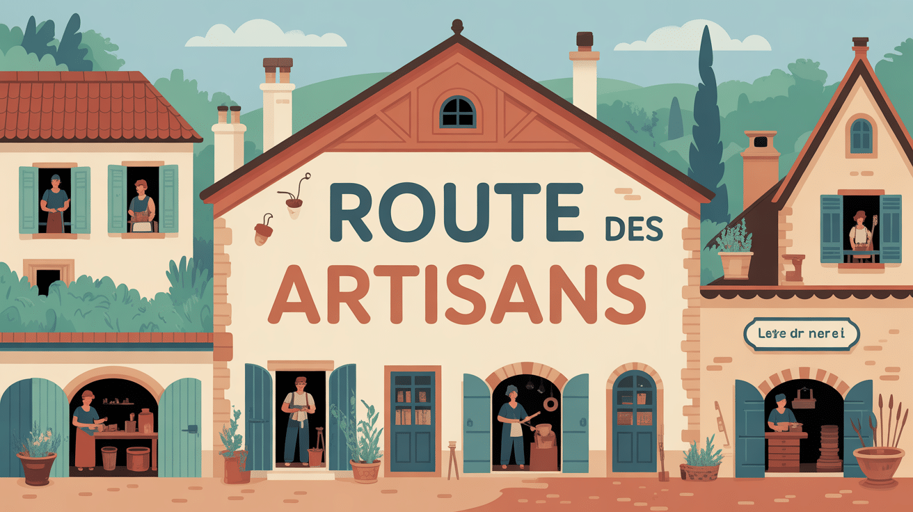 Village pittoresque route des artisans avec ateliers ouverts