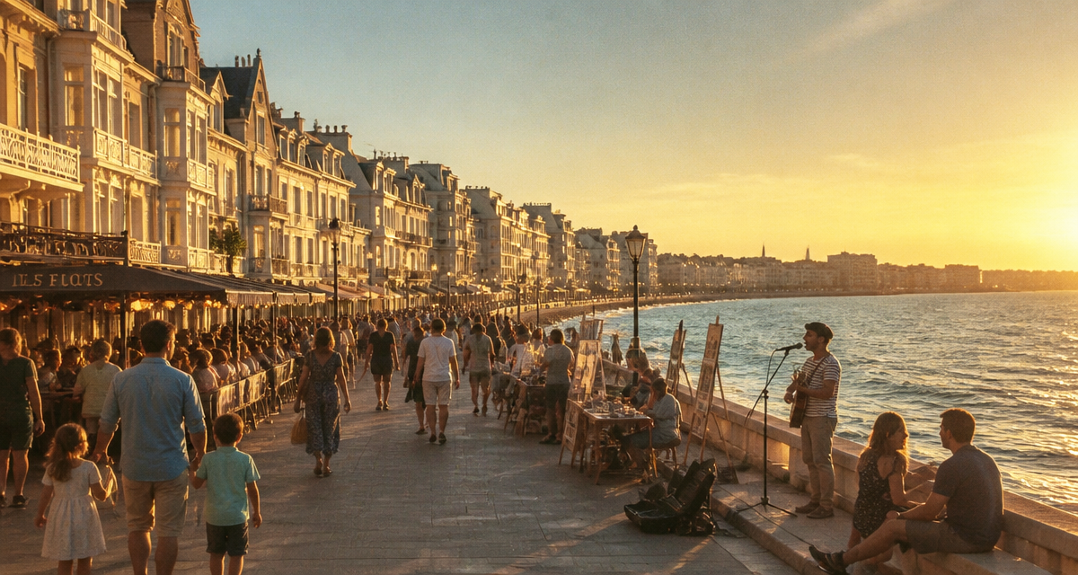 animation remblais les sables d'olonne promenade familles coucher soleil