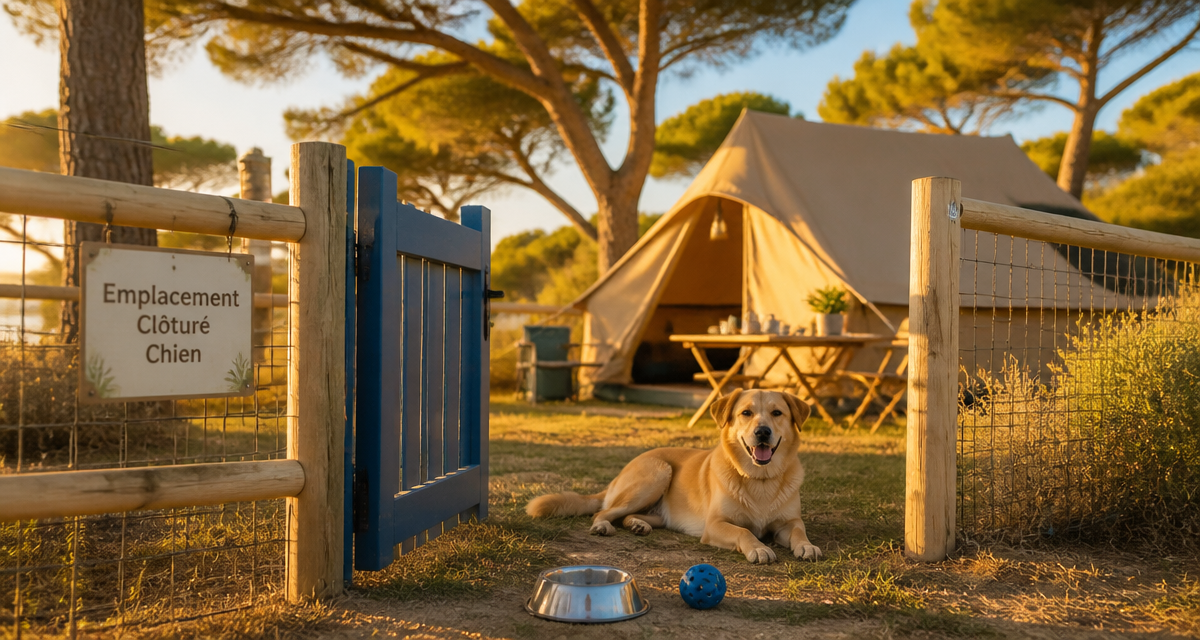 camping avec emplacement clôturé pour chien sécurisé