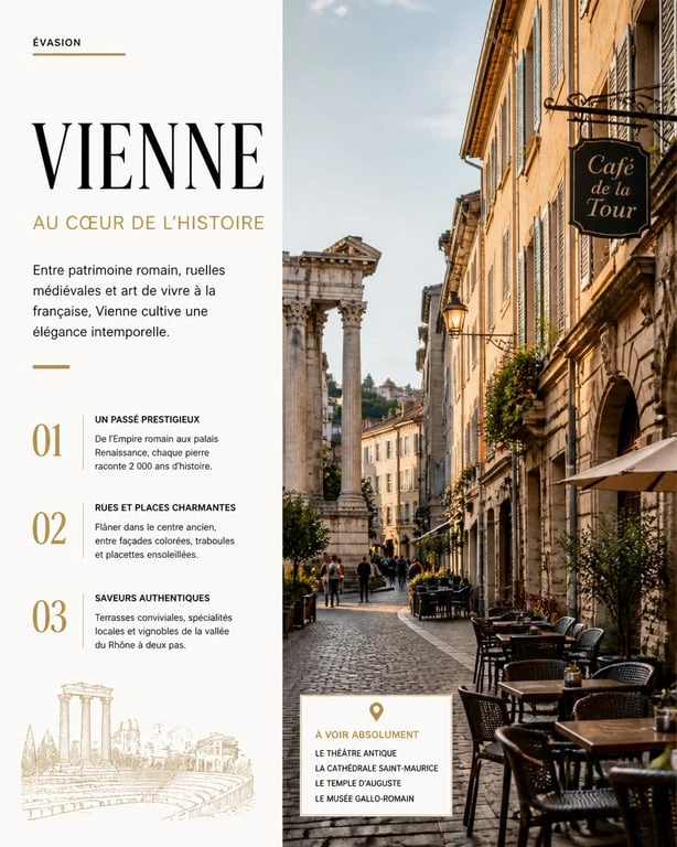 Vue pittoresque du centre-ville de Vienne en France pour un séjour à l'hôtel