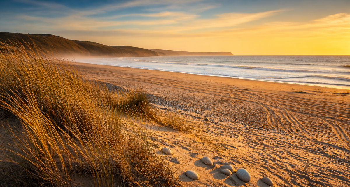 plage de vauville vue dunes coucher de soleil