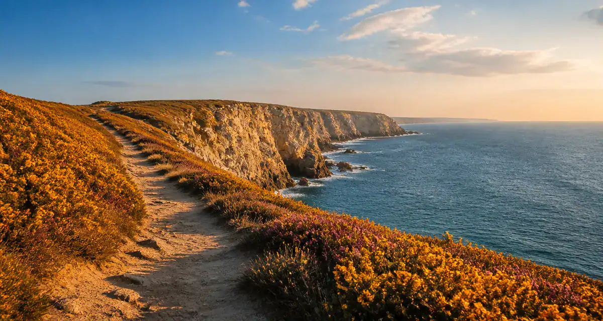 falaise en bretagne sentier gr34 océan