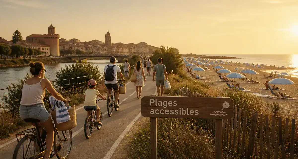 perpignan plage centre ville piste cyclable famille