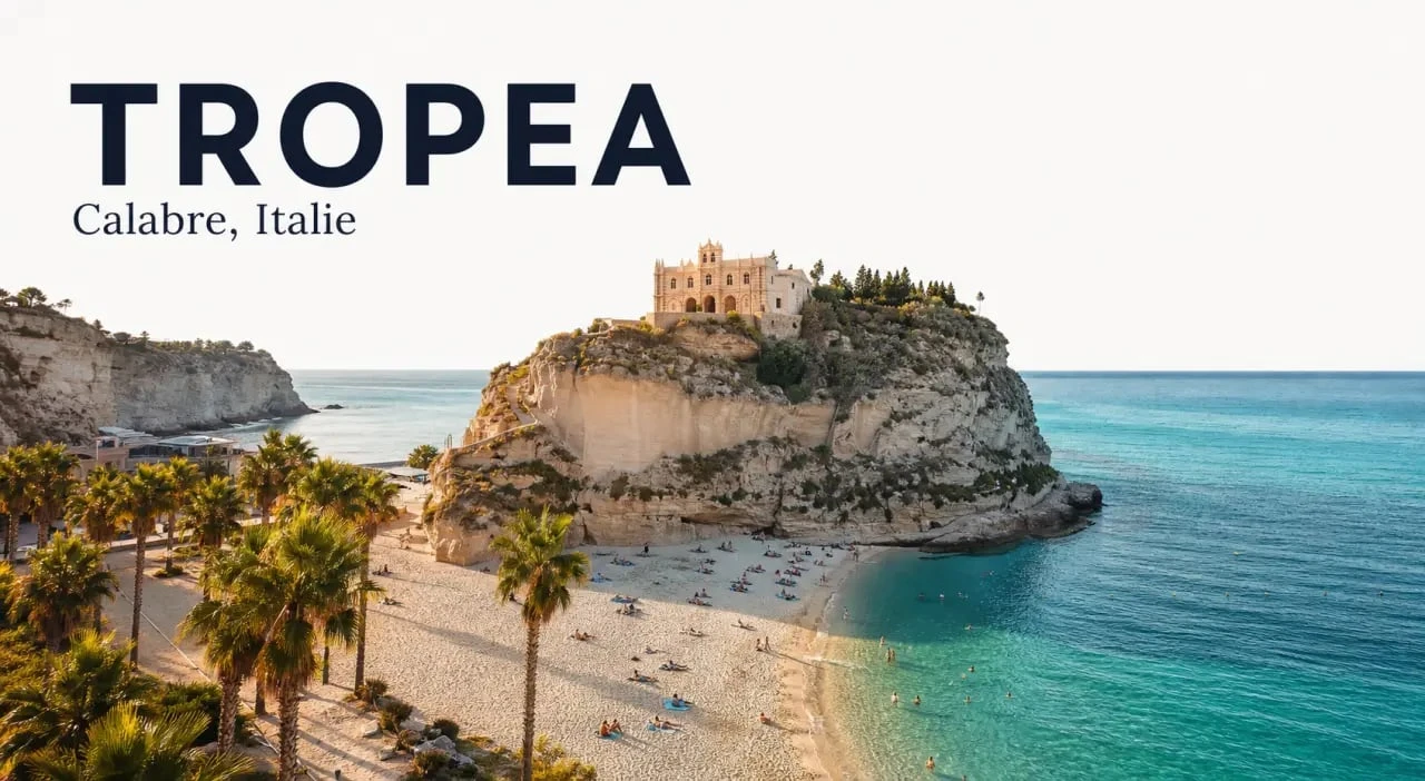 Plage de Tropea plage en Calabre avec falaises et eau turquoise vue panoramique