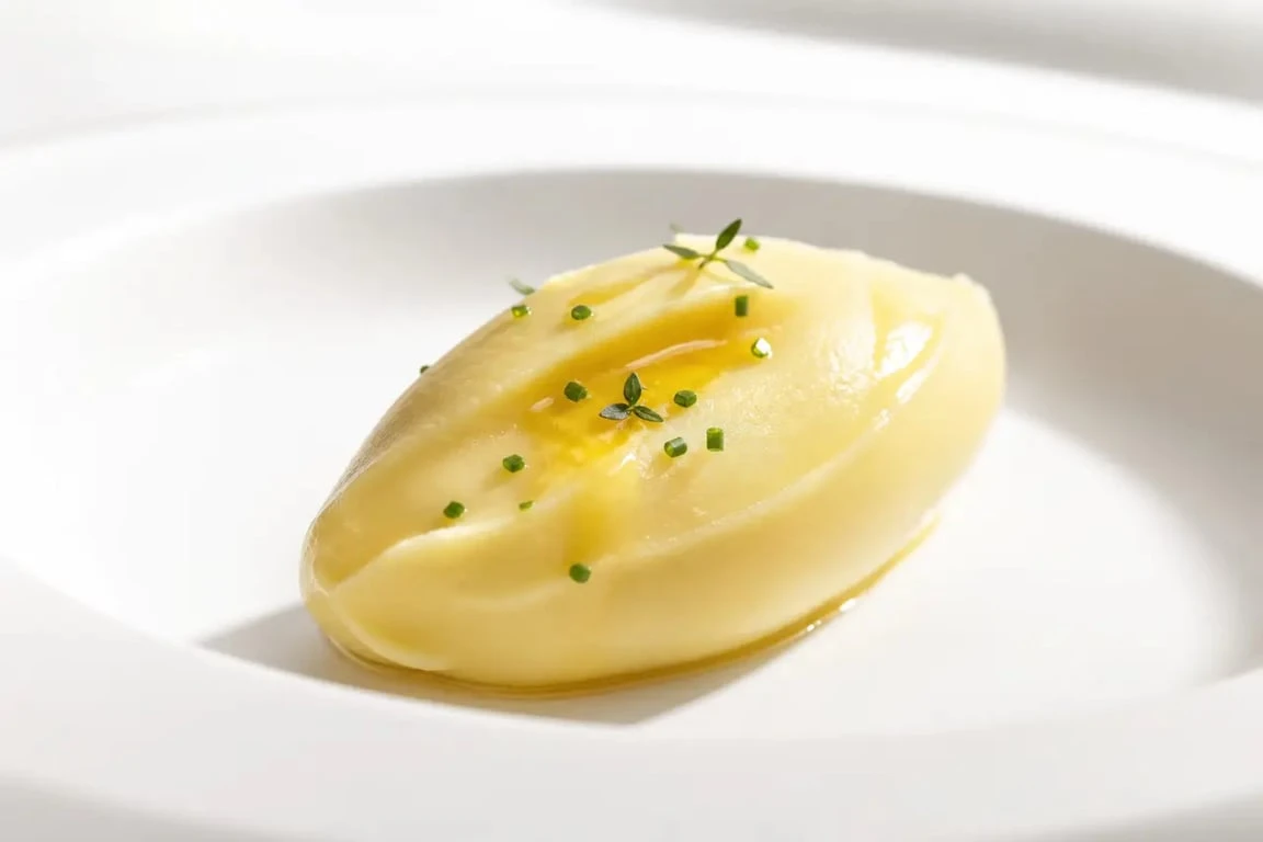 Recette gastronomique de grand chef : purée de pommes de terre soyeuse dressée comme au restaurant