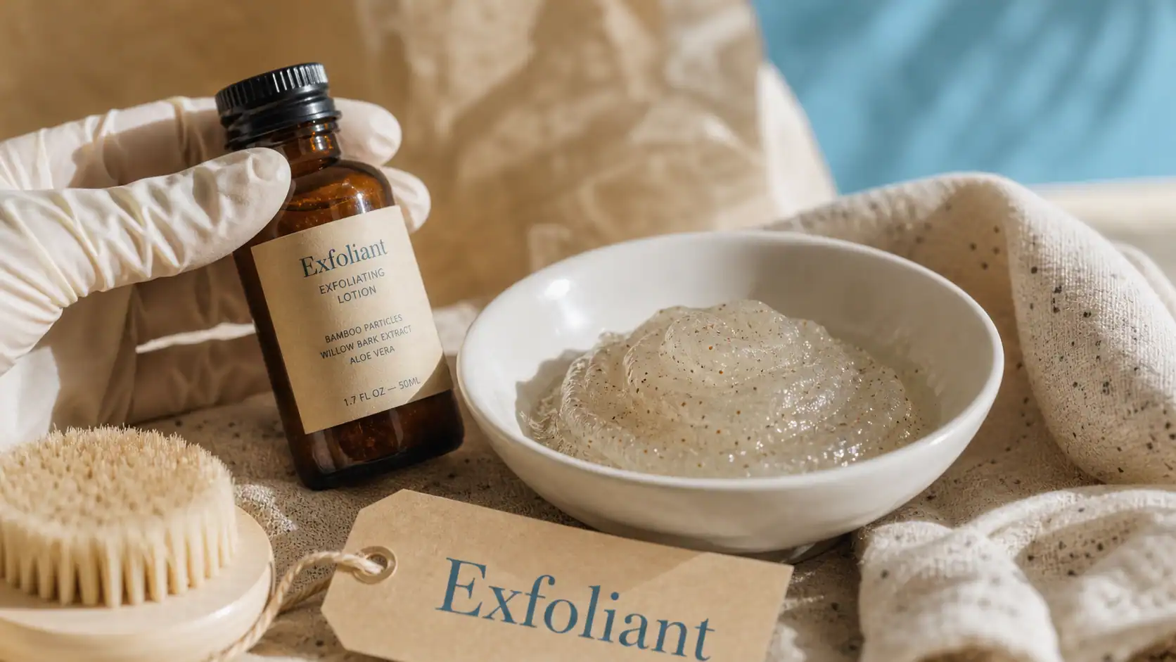 Exfoliant définition : flacon exfoliant, gel gommage et peeling