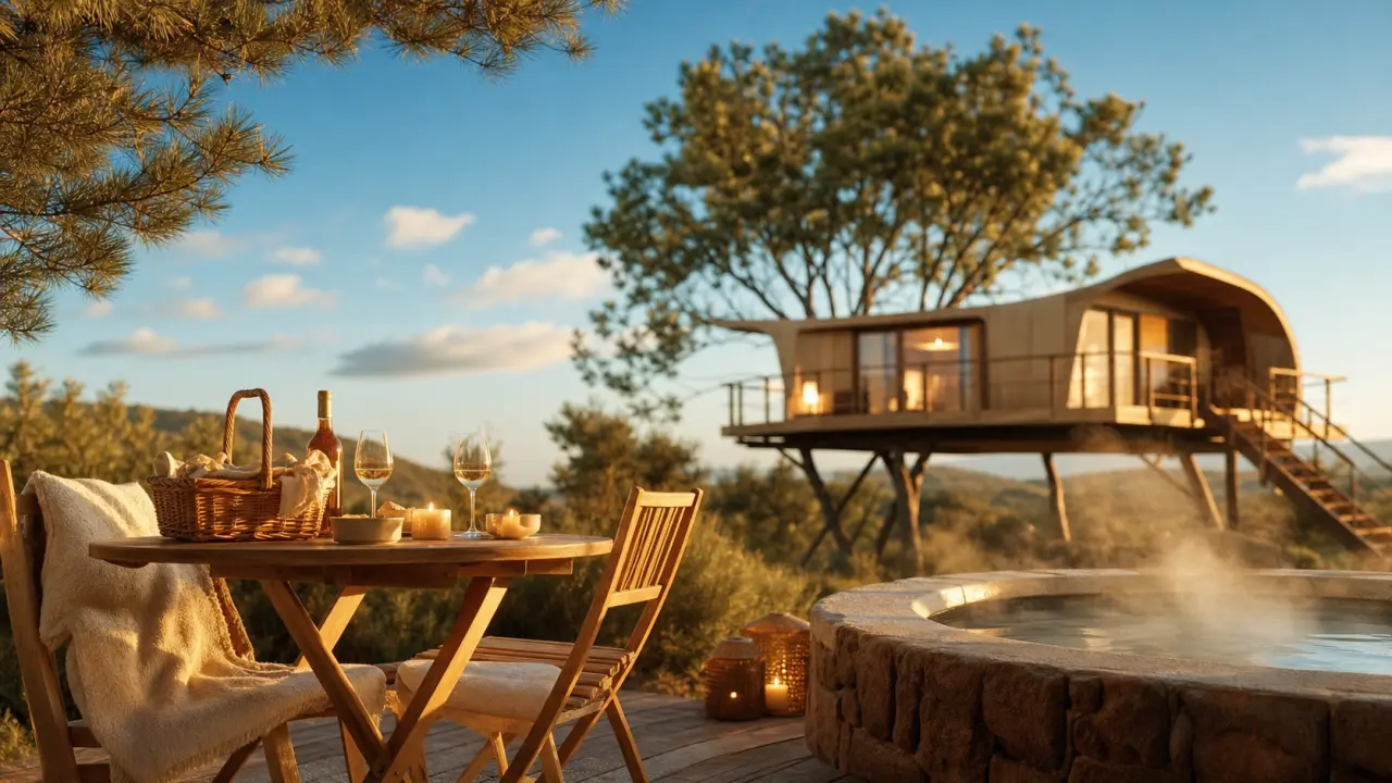 Week end insolite amoureux : spa privatif avec cabane, sans vis-à-vis