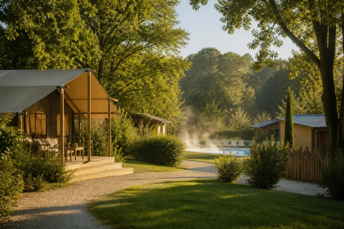 Camping avec jacuzzi privatif dordogne : cadre nature calme avec hébergements et piscine chauffée