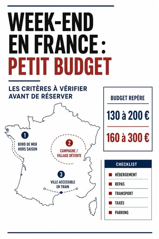 Week end 200 euros tout compris en France : infographie des prix, inclusions et types de destinations