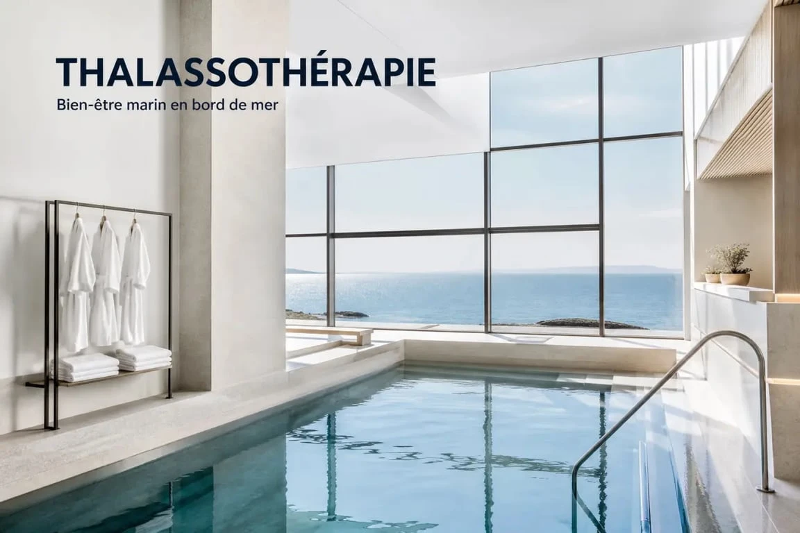 Centre de thalasso france en bord de mer avec vue océan et bassin marin