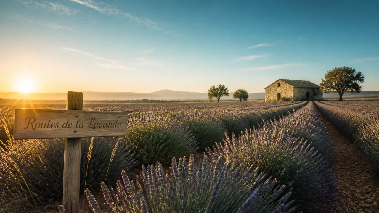 Provence et lavande à Valensole au lever du soleil