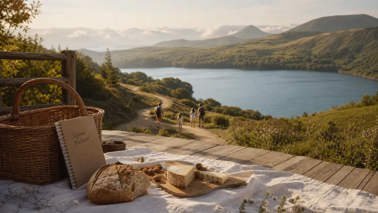 Vacances en auvergnes : pique-nique près d’un lac volcanique
