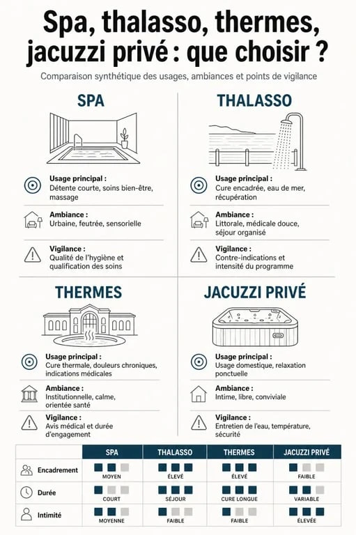 Week-end bien être : comparaison entre spa, thalasso, thermes et jacuzzi privé
