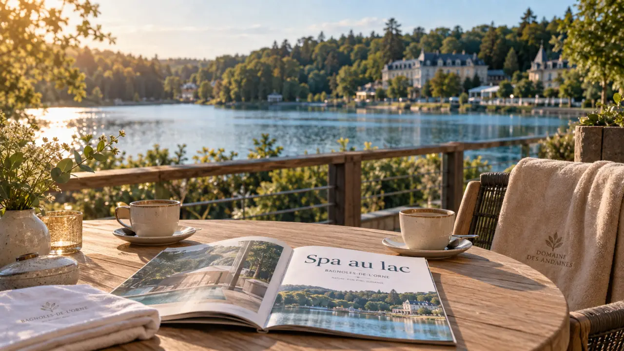 Hôtel et spa du Béryl : vue sur le lac depuis une terrasse en bois