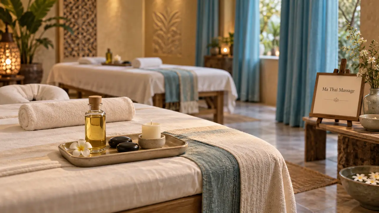 Ma thaï massage bien être à Belfort : table et accessoires de massage