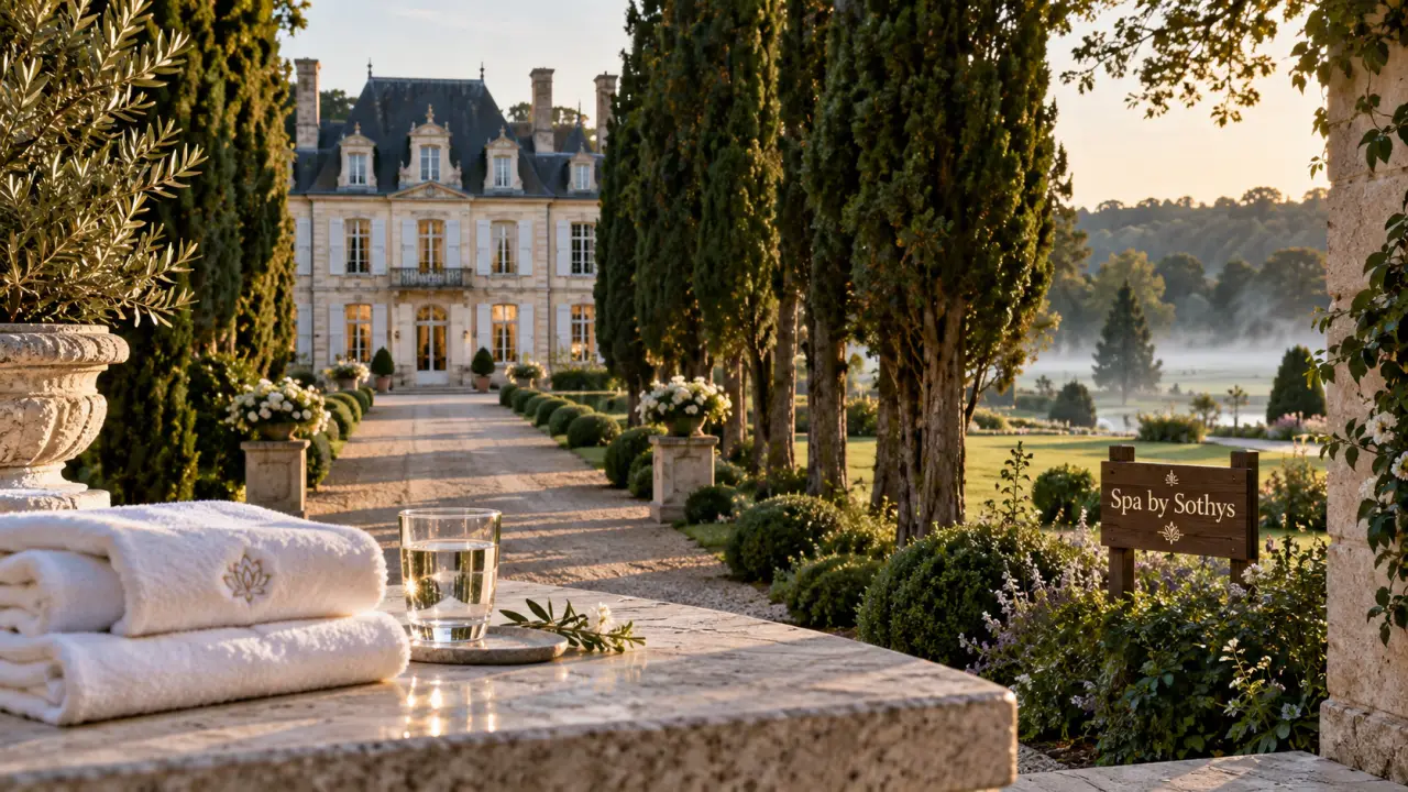Domaine Dolomieu château hôtel & spa en Isère, terrasse et allée de cèdres