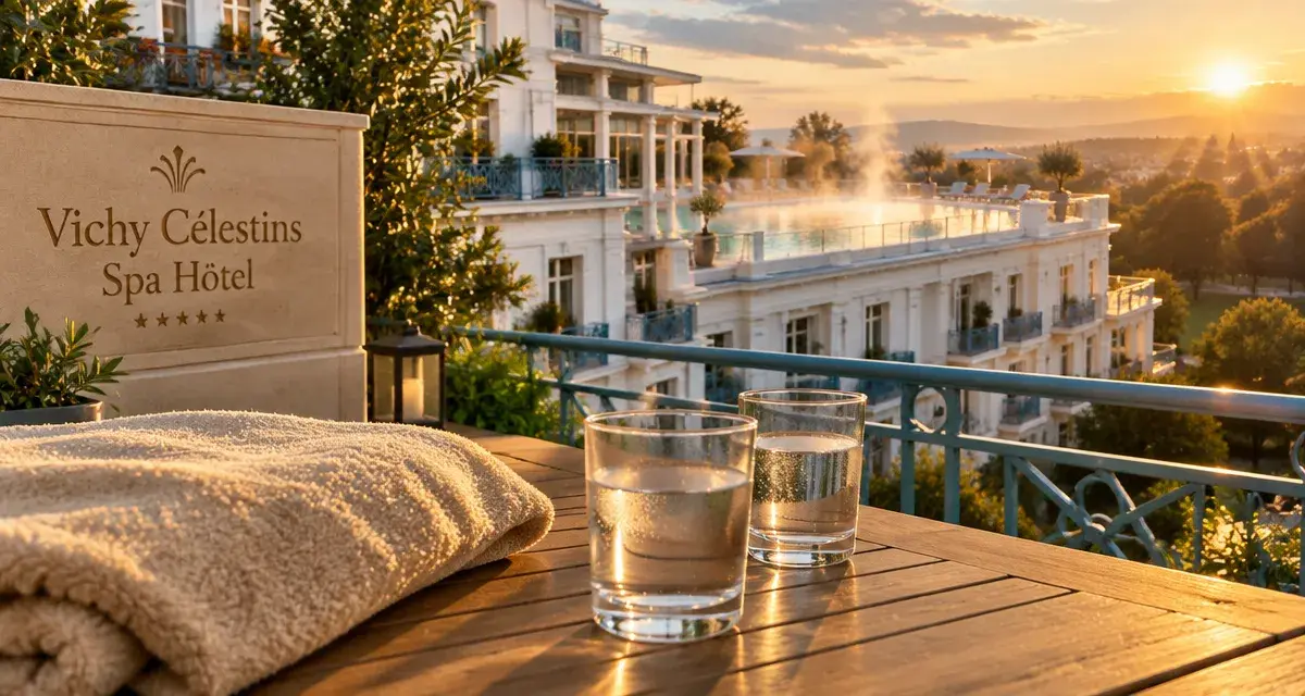Vichy Célestins Spa Hôtel : vue terrasse avec accès direct au spa thermal